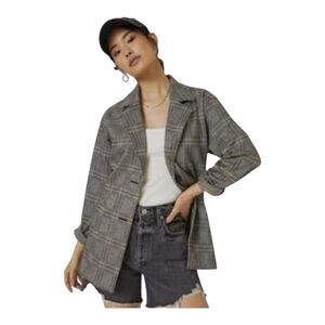 ANTHROPOLOGIE Avec Les Filles Office Siren Longline Plaid Blazer Sz Extra Small